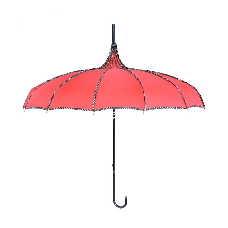 Wholesale/Supplier Princess Red Long Handle Manual Open Wedding Pagoda Parasol Umbrella for Lady