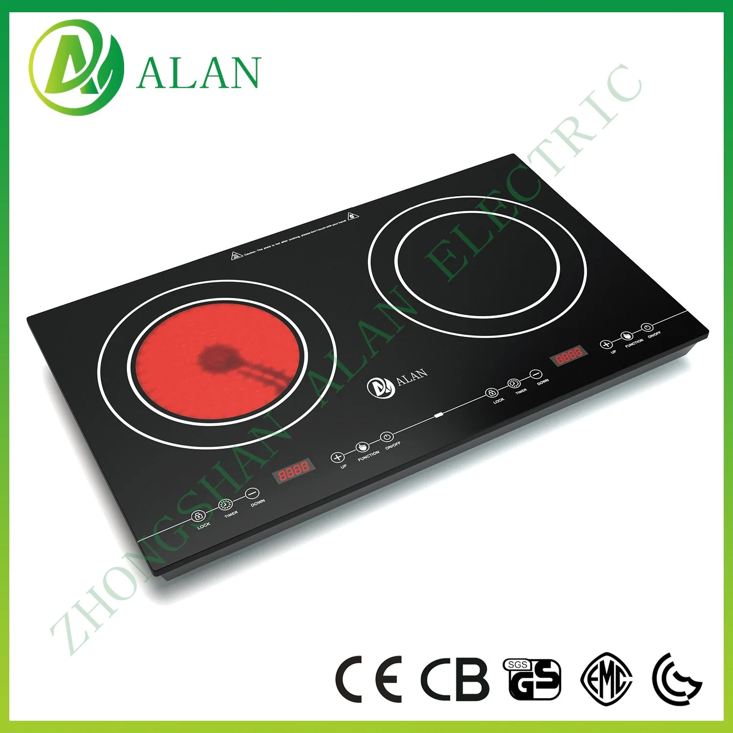 3000W Sliding Double Burns Domino Infrared Cooker Induction Cooker Stove with Double Ring Heater