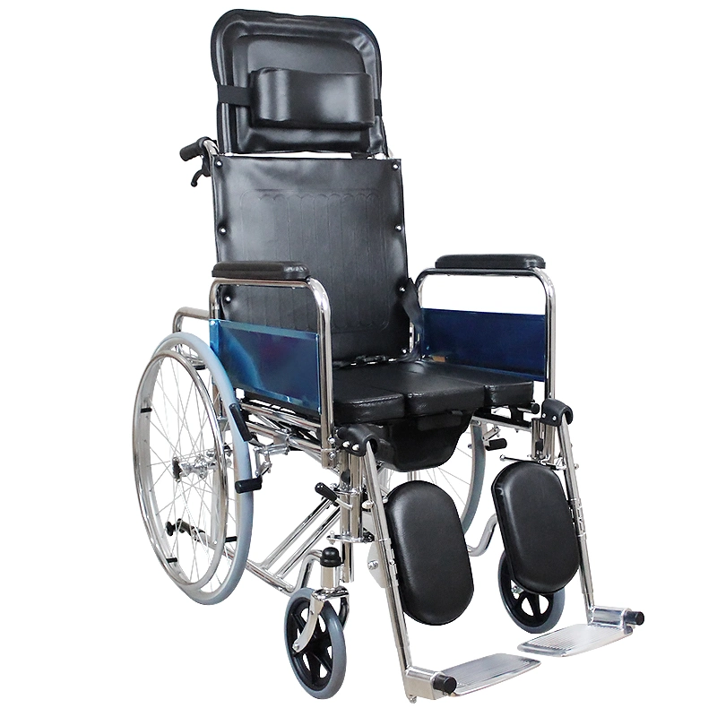 Muti Functional Stainless Steel Cerebral Palsy High Backrest Economic Medical Wheel Chair Commode Chair