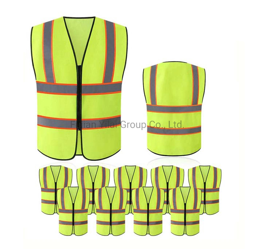 High Visibility Black Safety Vest with Zipper Logo Customized Work Wear Black Safety Vest Reflective