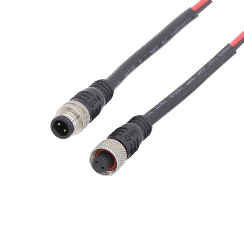 M8 2 3 4 pin Cable de goma masculino femenino tuerca metálica resistente al agua el conector