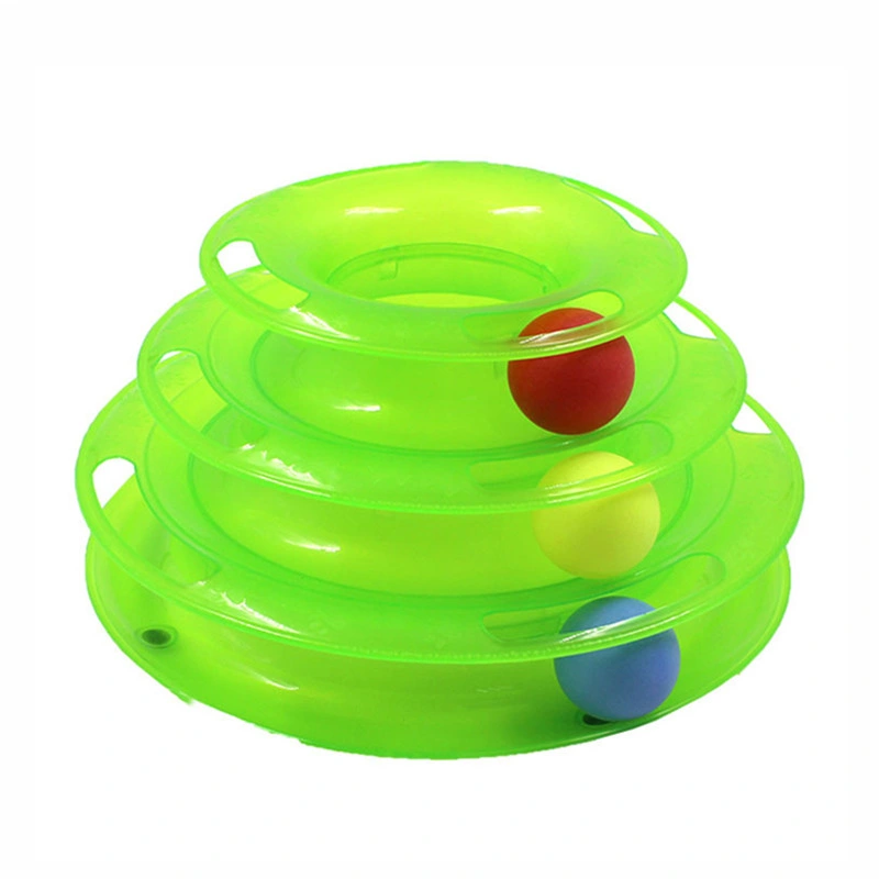 Custom Eco- Friendly Removable Training Exercise 3 Level Plastic Roller Tracks Tower Cat Ball Toy Interactive Pet Cat Toy