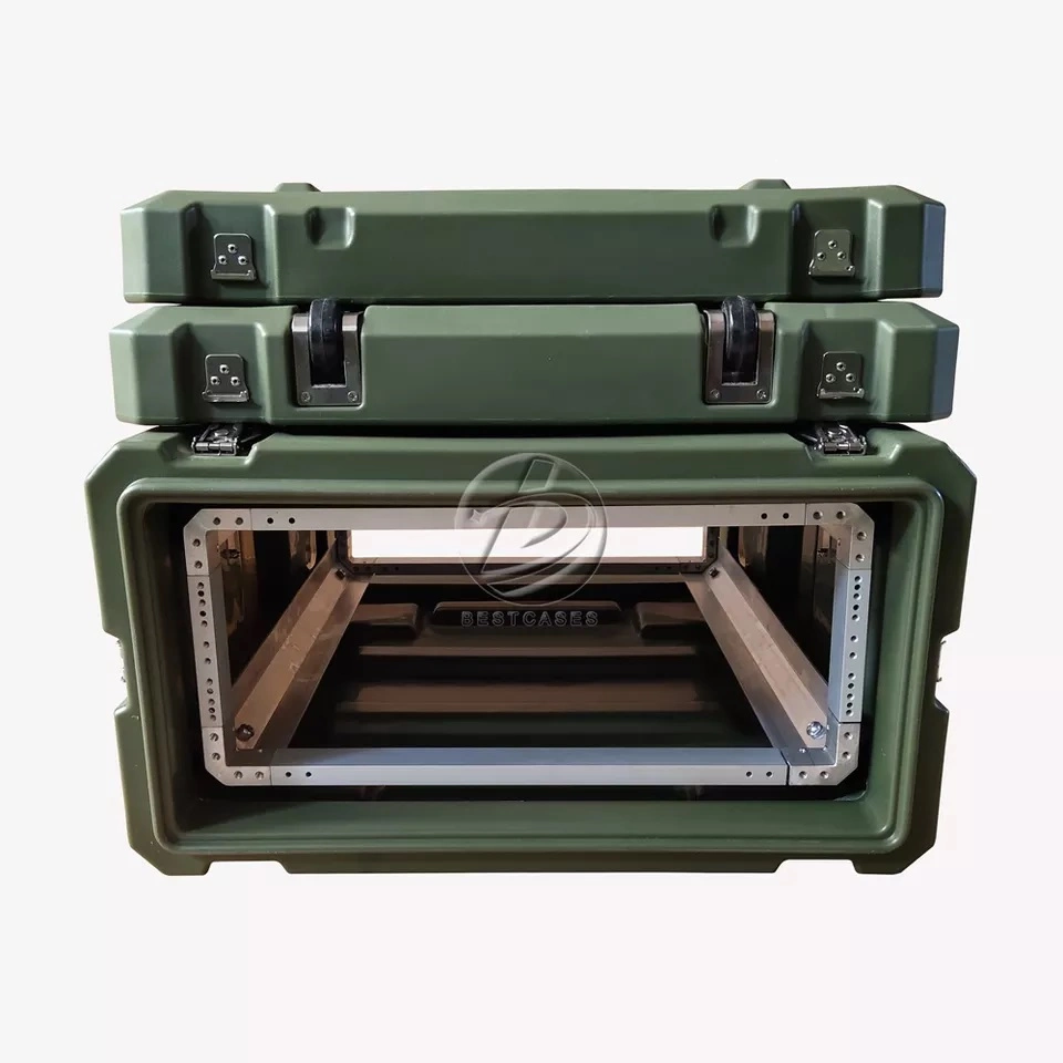 Industrial Service Equipment Protection 16u Plastic Shock Rack Mount Case