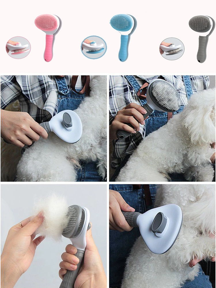 Factory Hot Selling Easy Using Dog Brush for Shedding Dog Hair Brush Pet Grooming Comb with Self Cleaning Botton