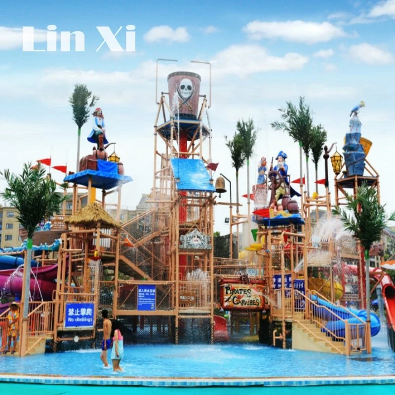 Outdoor Large Adult Water Park Equipment Children's Fiberglass Pirate Ship Slide