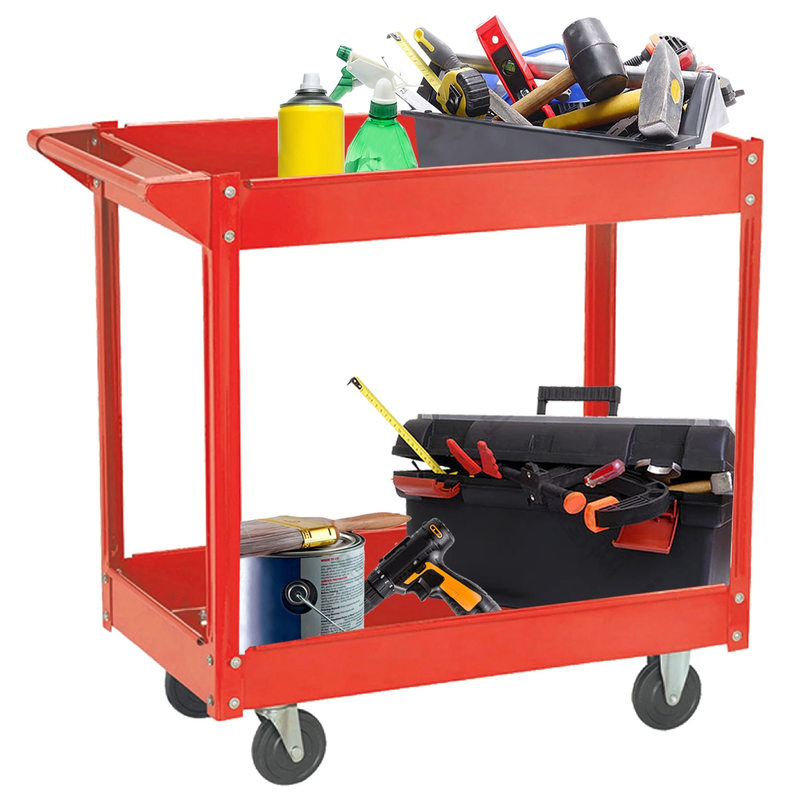 3 Tier Heavy-Duty Mobile Utility Tool Service Trolley Cart for Garage Mechanic