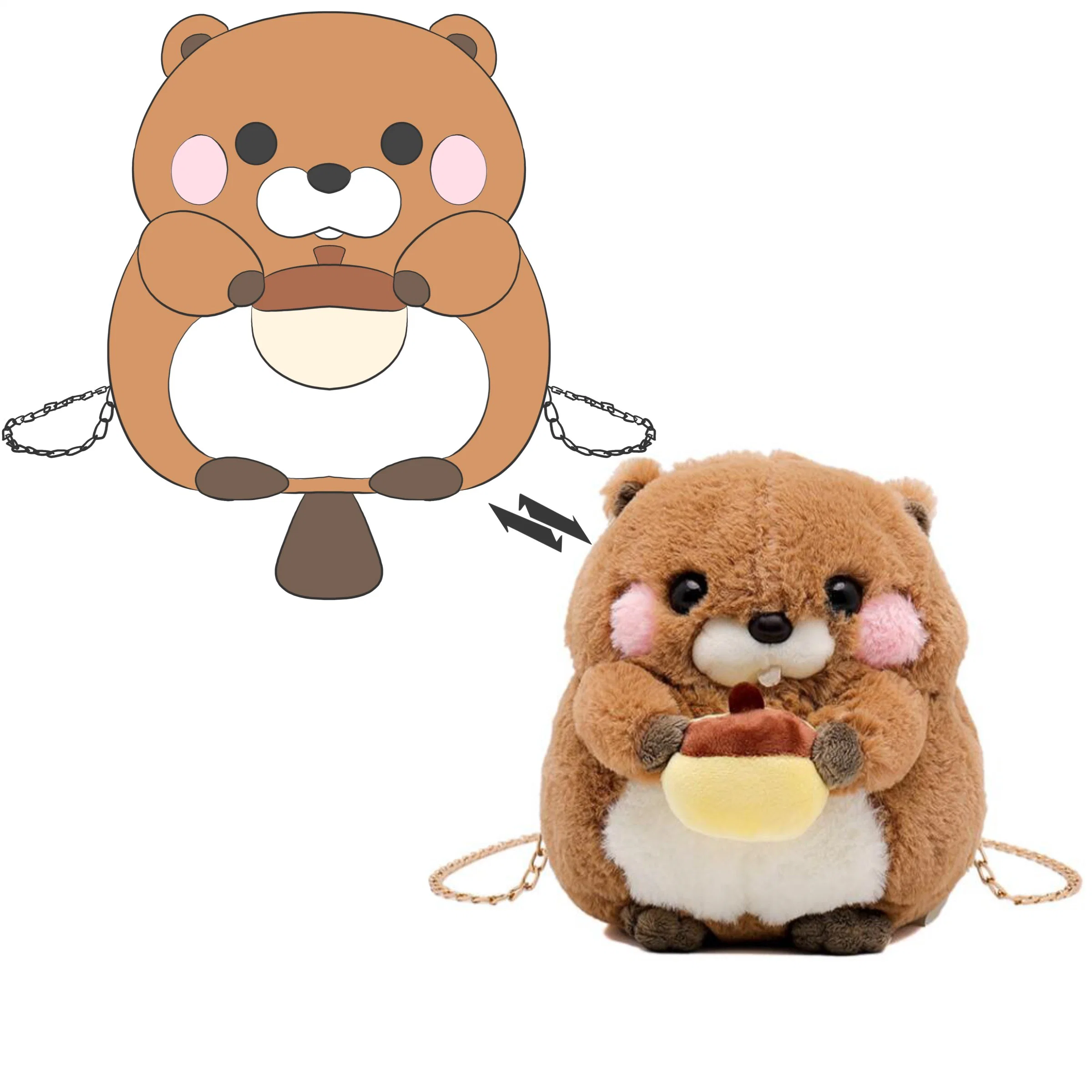 Bolsa de regalo cadena de hombro única al aire libre Compras Hamster ANIME Plush Bolsa