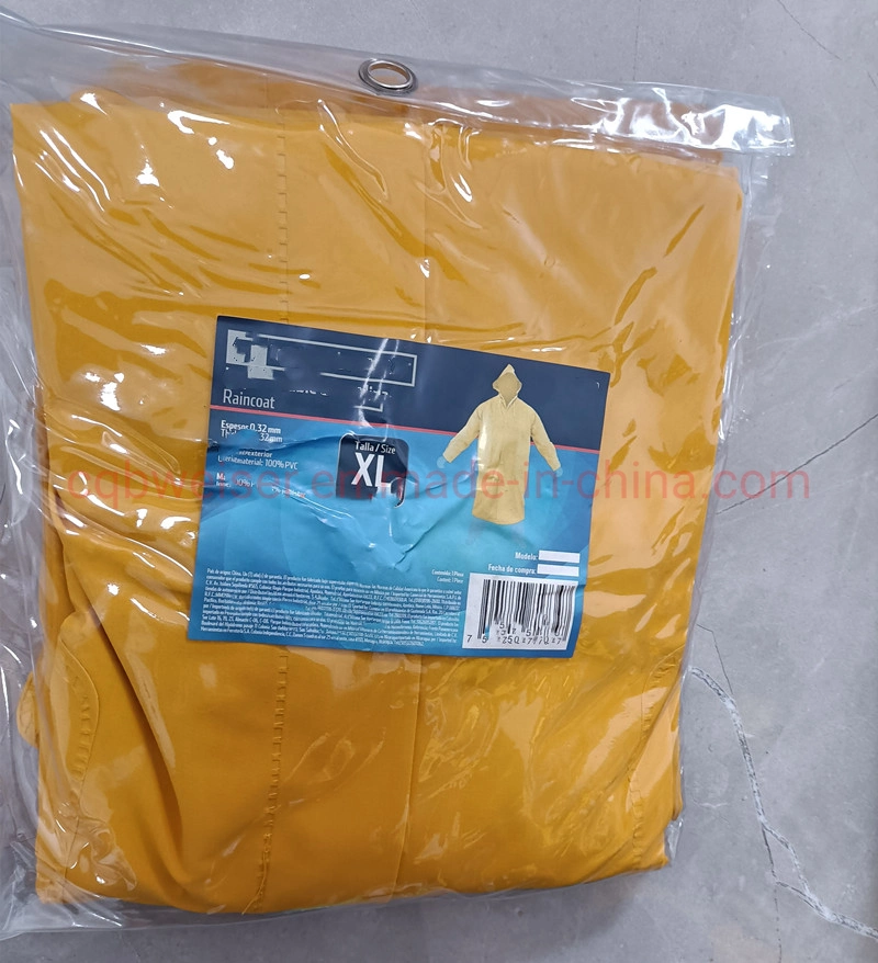 High quality/High cost performance PVC Security Waterproof Yellow Raincoat Poncho Classic Yellow Industrial Raincoat Poncho Color Rainwears Safety Working Wears Water Proof Rain Coat