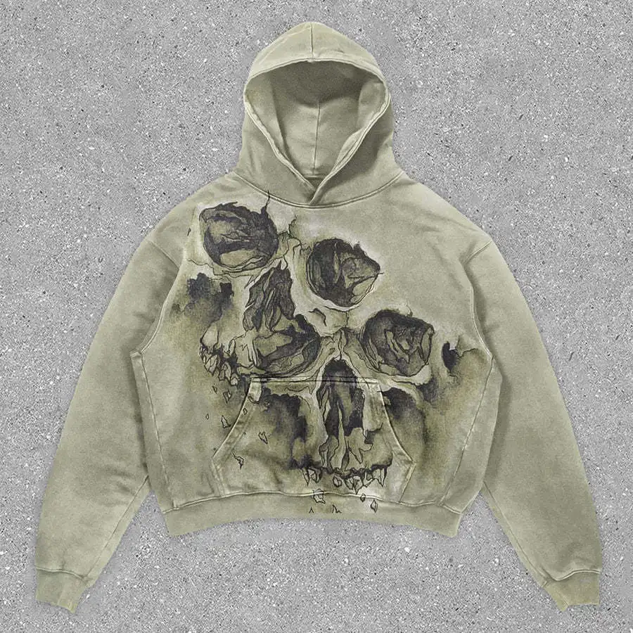 Vintage Wash Sweatshirt 100% Cotton Hoodie Heavyweight DTG Printed Hip Hop Streetwear Hoodies