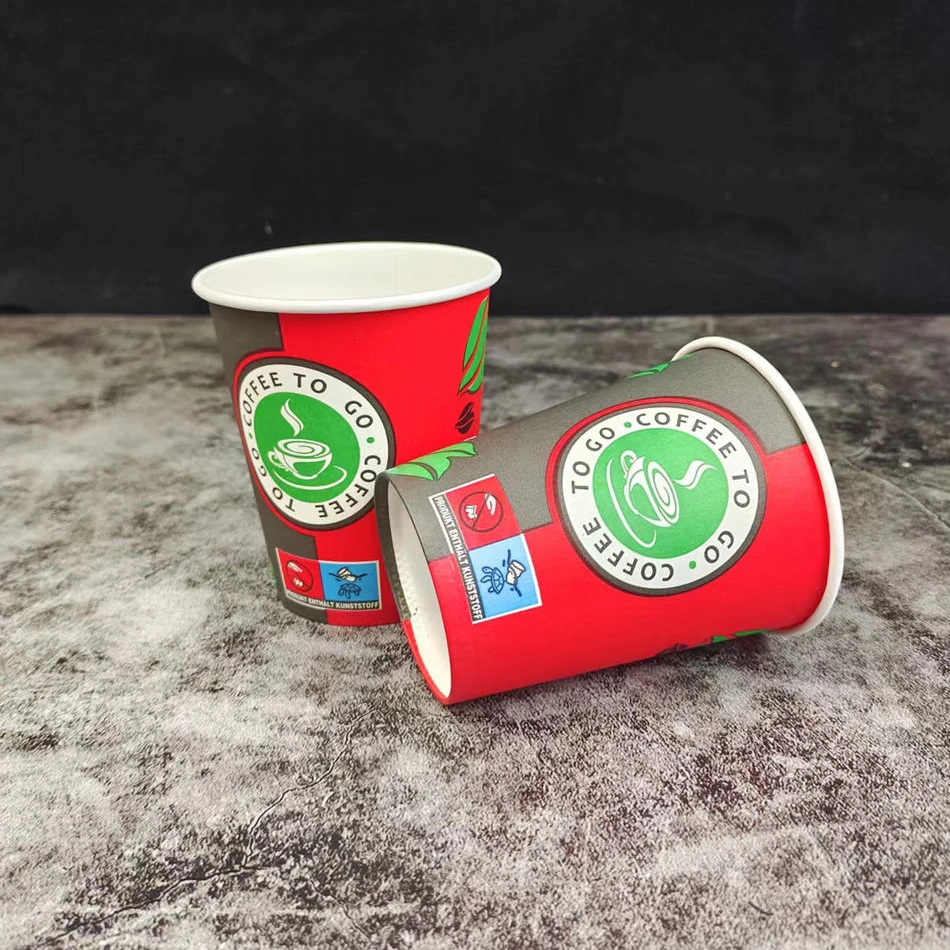 Printed Paper Coffee Cups Customized Print Logo Compostable Coffee Cups 8oz 12oz 14oz 16oz 22oz Paper Glass for Hot Drink