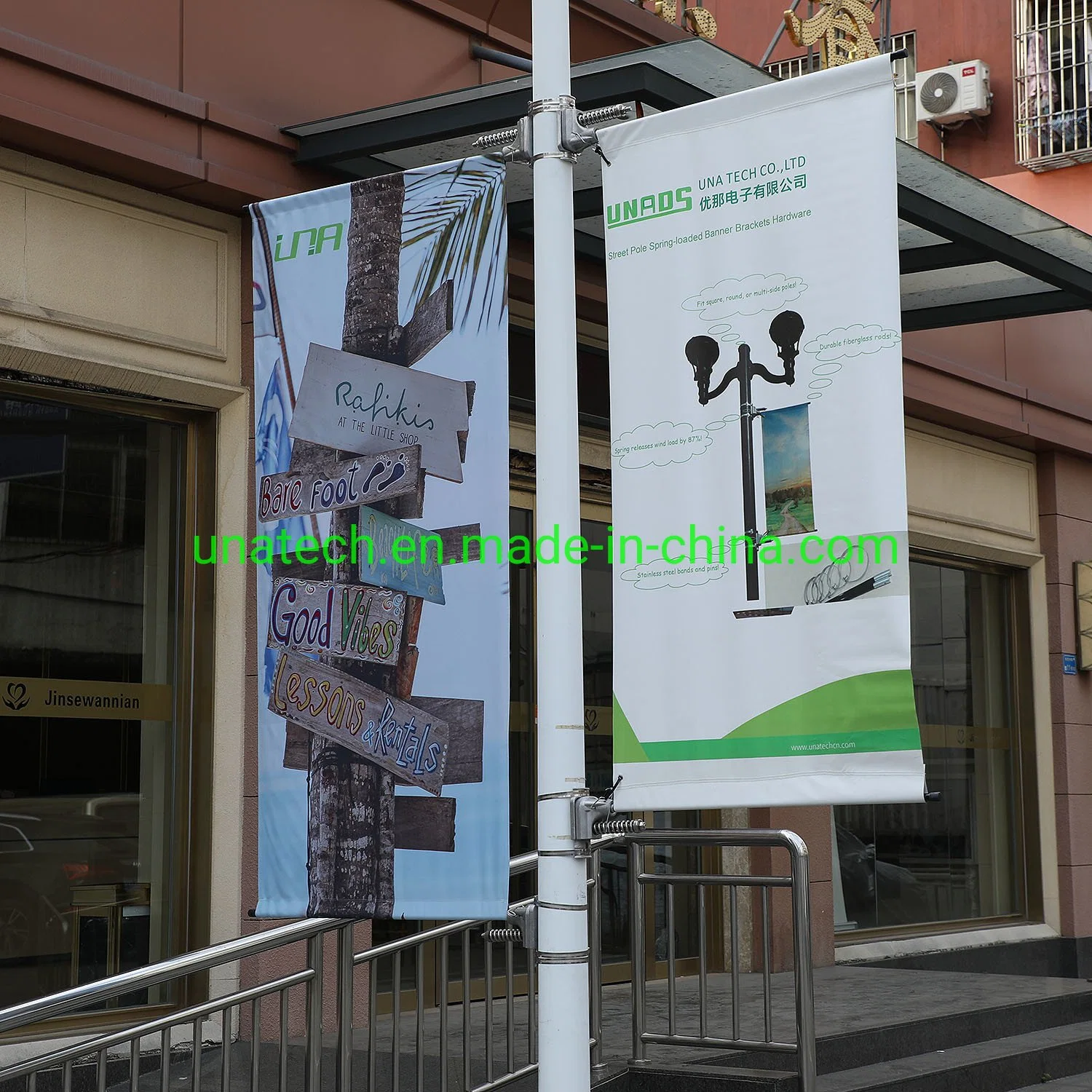 Street Light Pole Advertising Spring-Loaded Banner Sign Stand