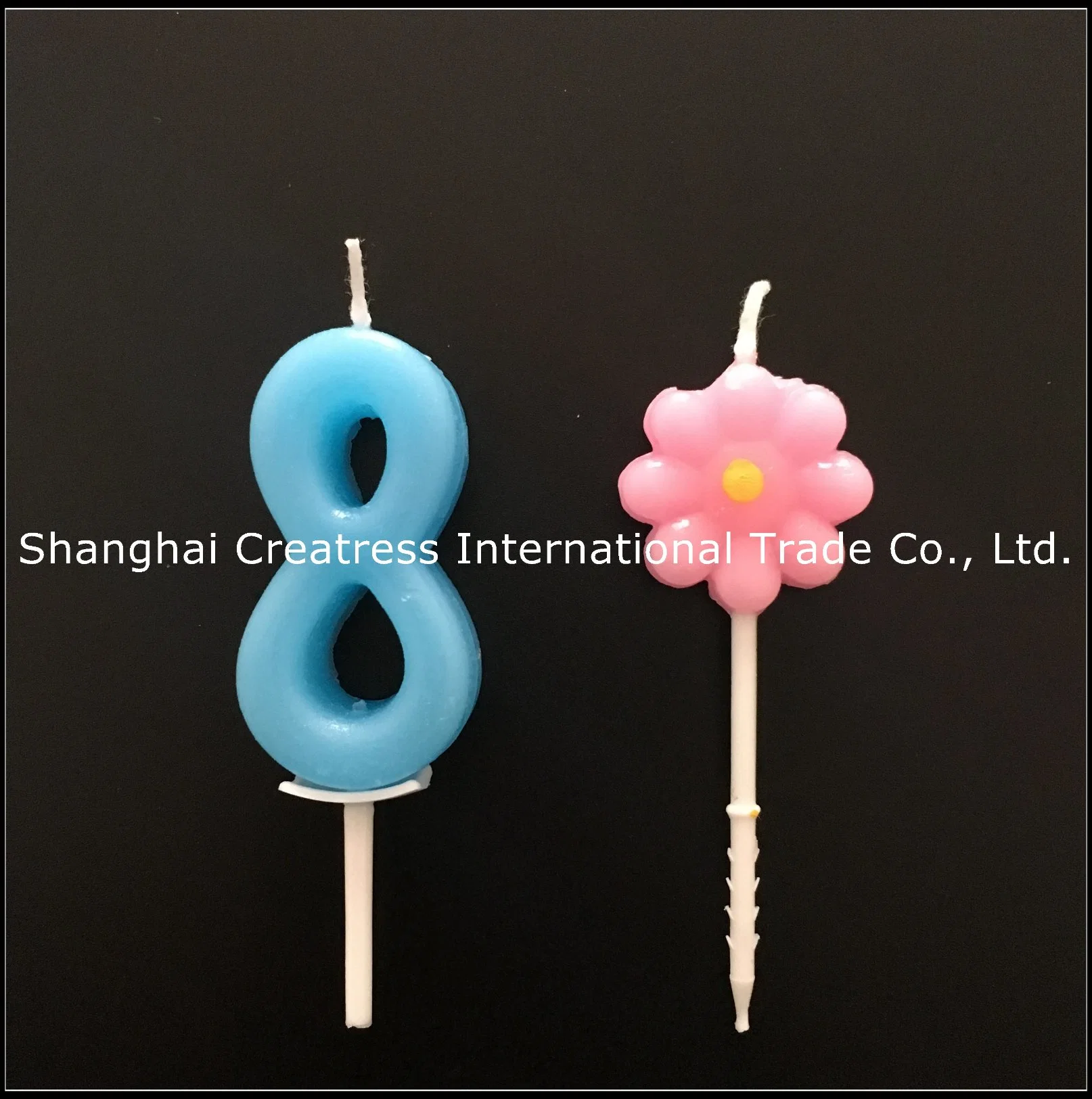 Elegant Shape 100% Paraffin Wax Birthday Light Blue Number Candles on Sticks