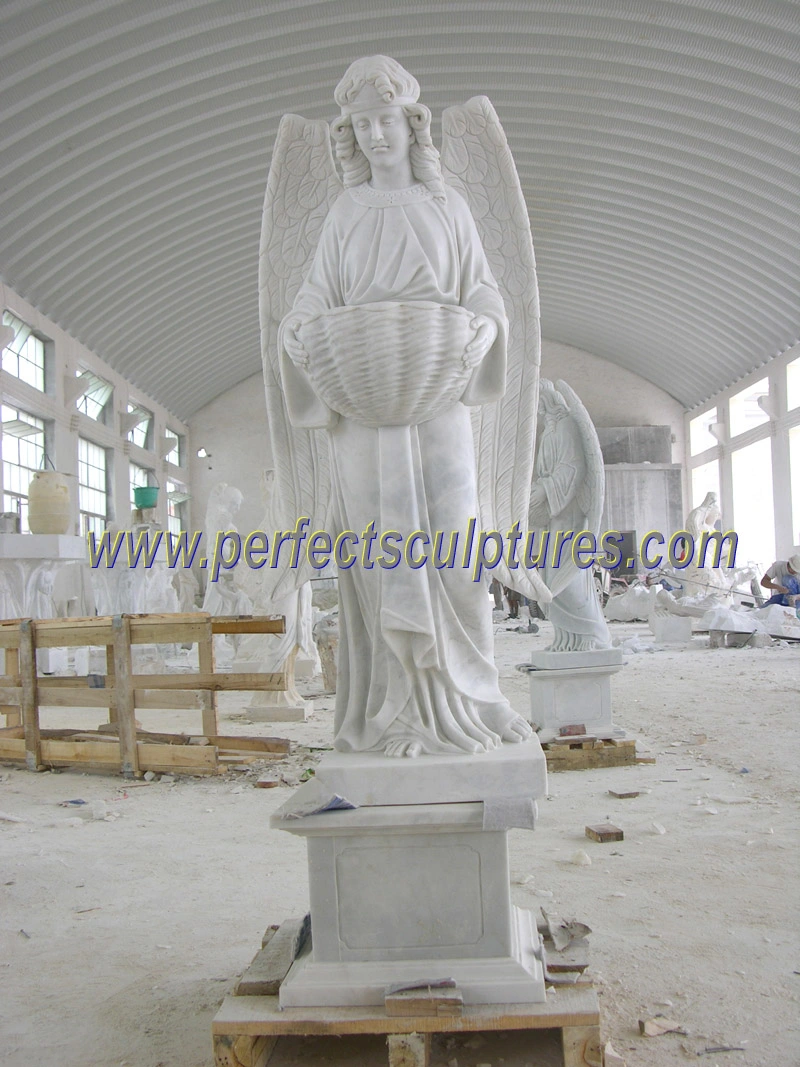 Cementerio de Mármol Blanco personalizado Estatua tallada Angel monumento cementerio escultura (SY-X1732)