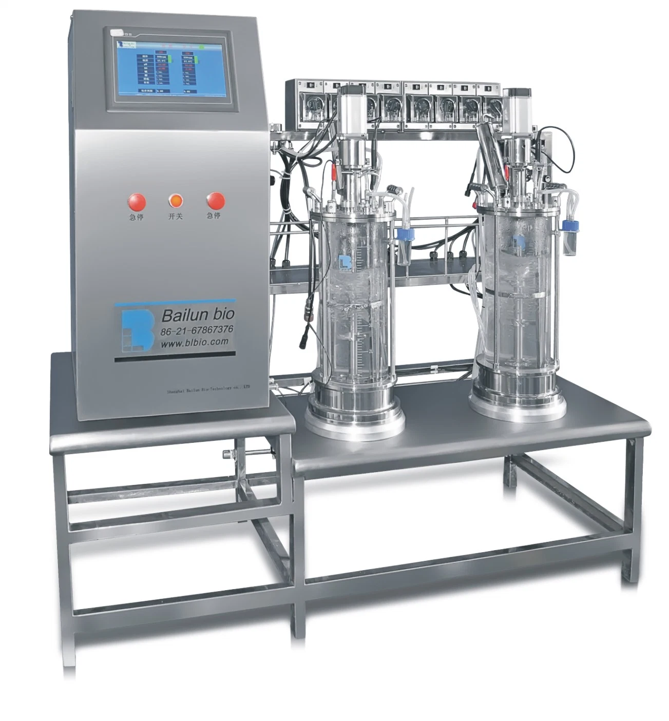 Harvesting Yeast Line with Glass Bioreactor From Lab Scale Jacketed Conical Fermenter