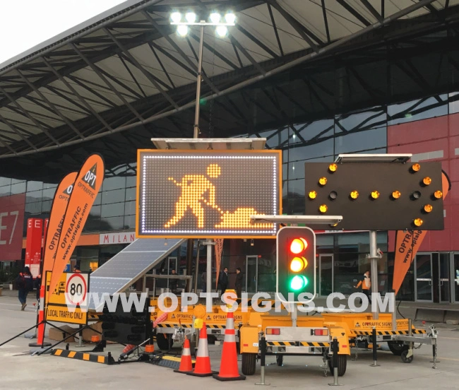 Optraffic LED Electronic Transportable Full-Size Trailer Mounted Vms Sign