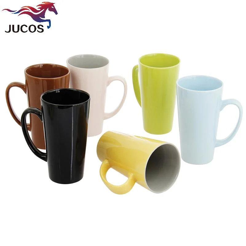 Wholesale 16oz Big V Shape Ceramic Coffee Mug Custom Color Designs Logo for Festival Gift Promotion