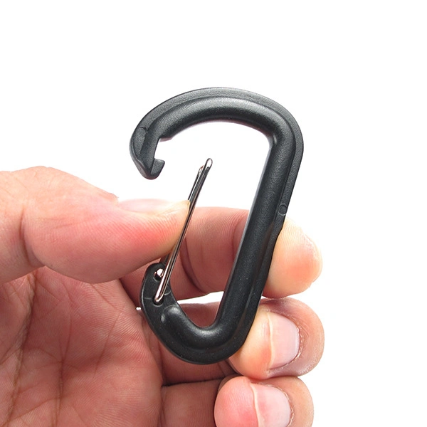 Outdoor 4mm Heavy Duty Safety Carabiner Buckle Plastic Spring Snap Hook Push Gate Clasp Clip for Backpack Bag Strap DIY Accessories 5.5cm*3.4cm