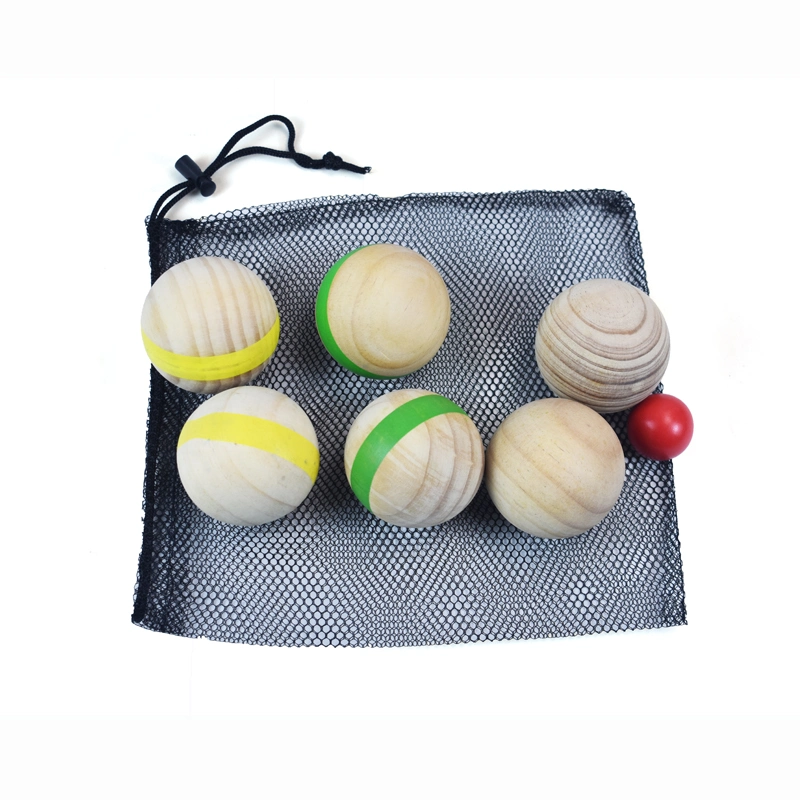 6 PCS Solid Wood Custom Logo Printing Colorful Wooden Bocce Ball Set