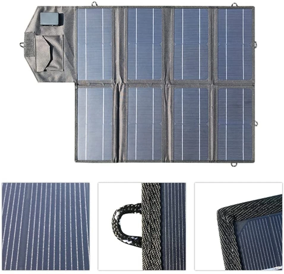 Solarparts 50W 12V Portable Foldable Solar Charger Kit with USB Charging for Phone iPad Laptop Backpack