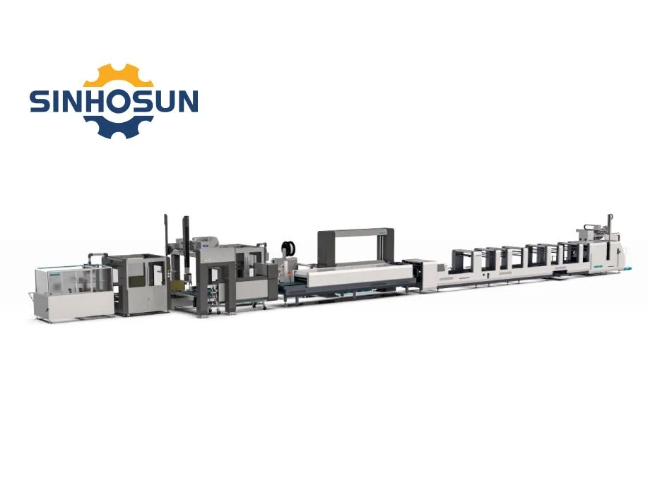 Fully Automatic Folding Gluing Packing Production Line Box Palletizing Equipped Intelligent Packing Box Packer with Carton Stacker