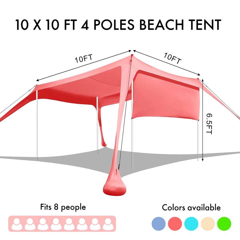 2023 New Family Beach Tent Sunshade, Canopy Pop up Sun Shelter 4 Pole with Carry Bag for Beach