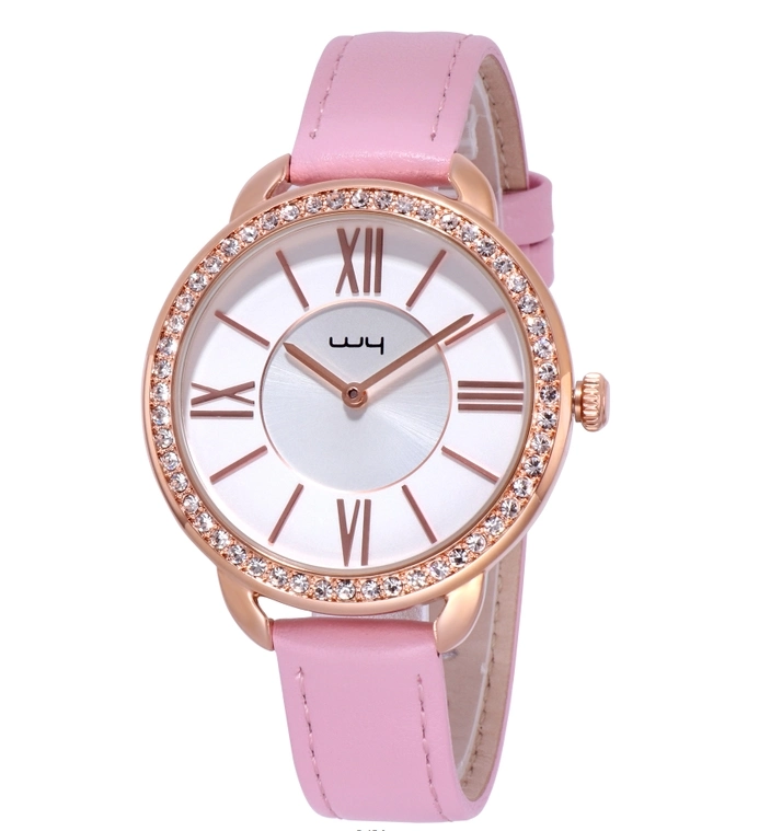 Fashion Mesdames Pierres Cz en alliage de bijoux en cuir de cas Watch (WY-147)