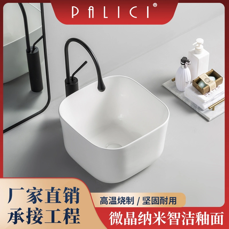 Sanitary Ware Ceramic Counter Top Wash Basin Deep Design Square Art Basin Bathroom Sink