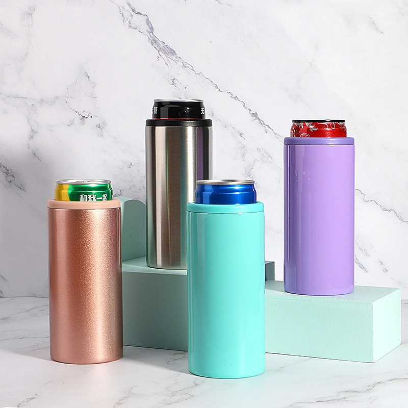 Amazon Top Reusable Stainless Steel Insulated 12oz Slim Can Coozie Skinny Tumbler Holder Drink Can Cooler for Beer