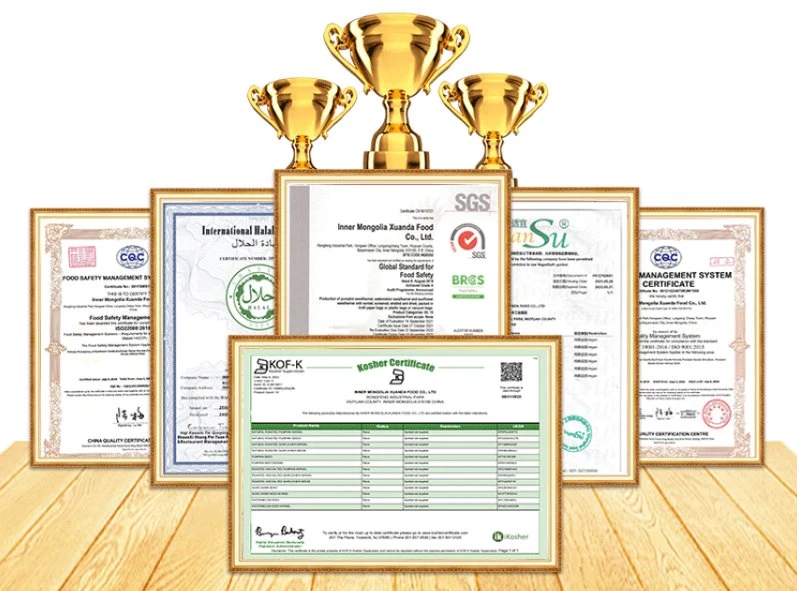 NUTS de qualité BRC a Chine Fabricant fournir certificats ISO9001 Graines de citrouille en peau brillante