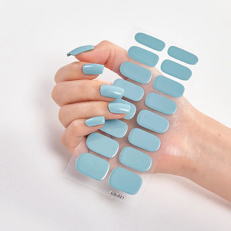 2022 Moda Semi curada Nail Art Stickers adhesivo UV Gel Popular Nail Sticker