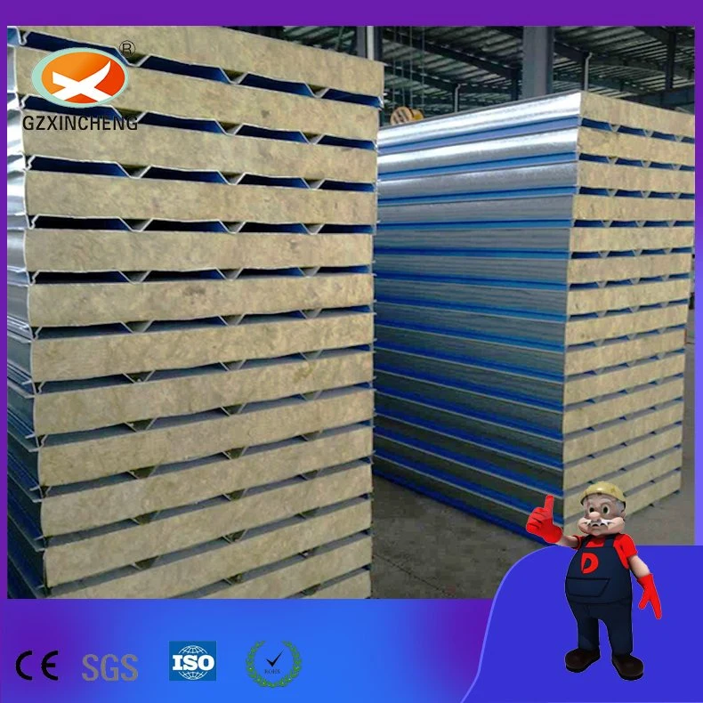 CE Certified Heat Insulation Fireproof Rock Wool Sandwich Panel for Wall /Roof