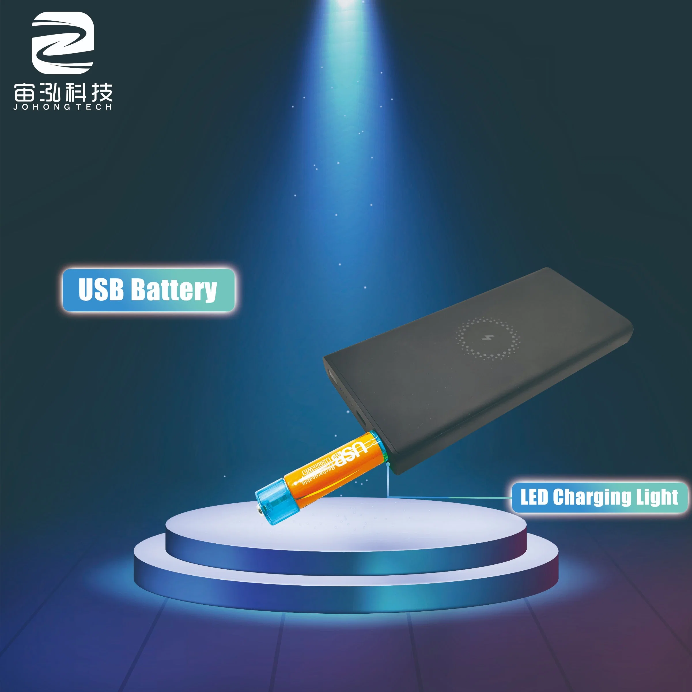 Bateria USB recarregável de viagem magnética portátil USB de 1500 mwh AA