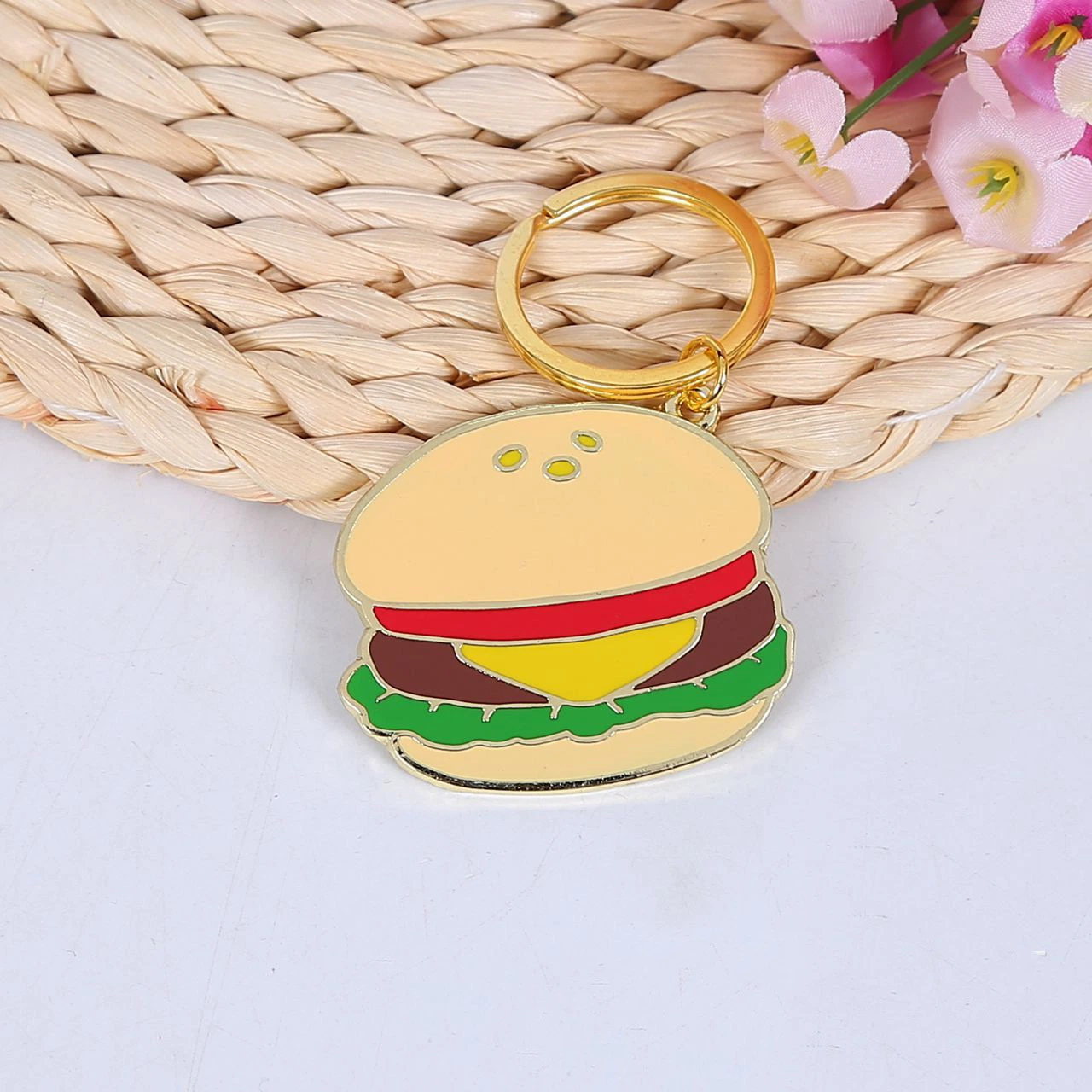 Manufacturer Custom Cute Metal Soft Enamel Food Keychain