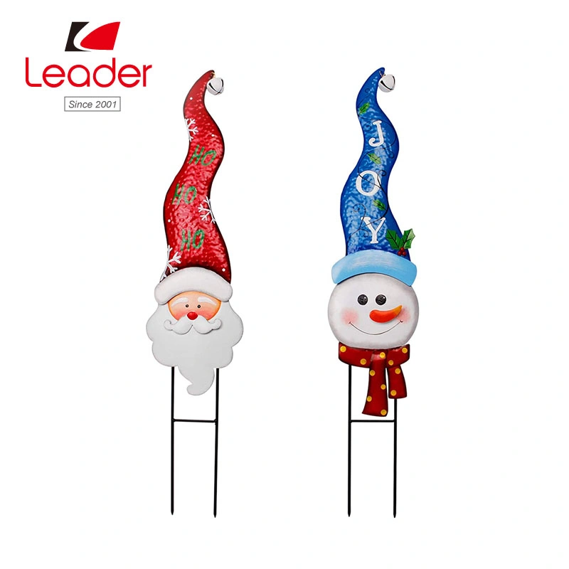 2 Pack Christmas Garden Metal Stakes, 31.5 Inch Decorative Snowman and Santa Claus, Xmas Yard Signs for Outdoor Decorations