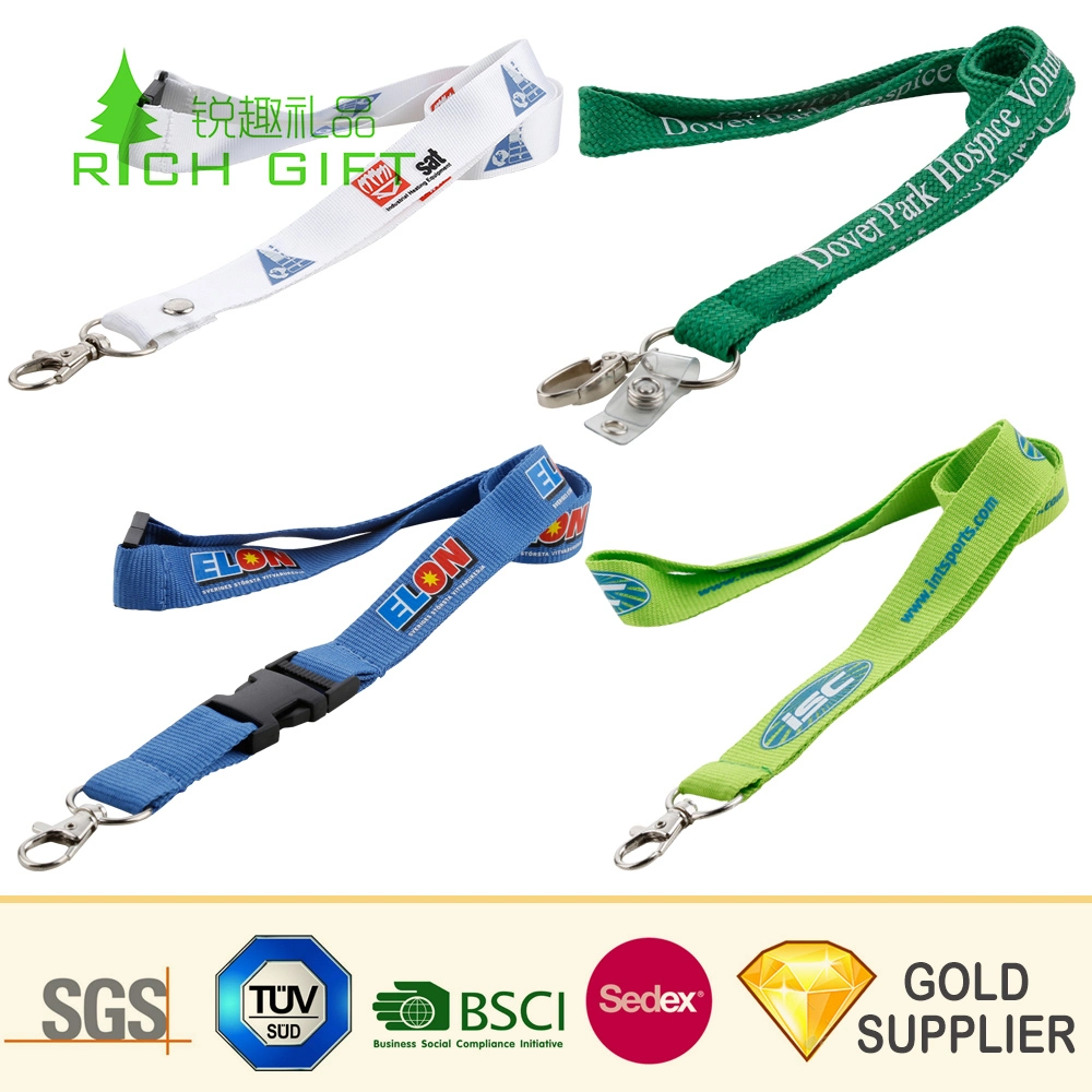 China Manufacturer Custom Personalized Adjustable Black Color Printing Double Clip Lanyard