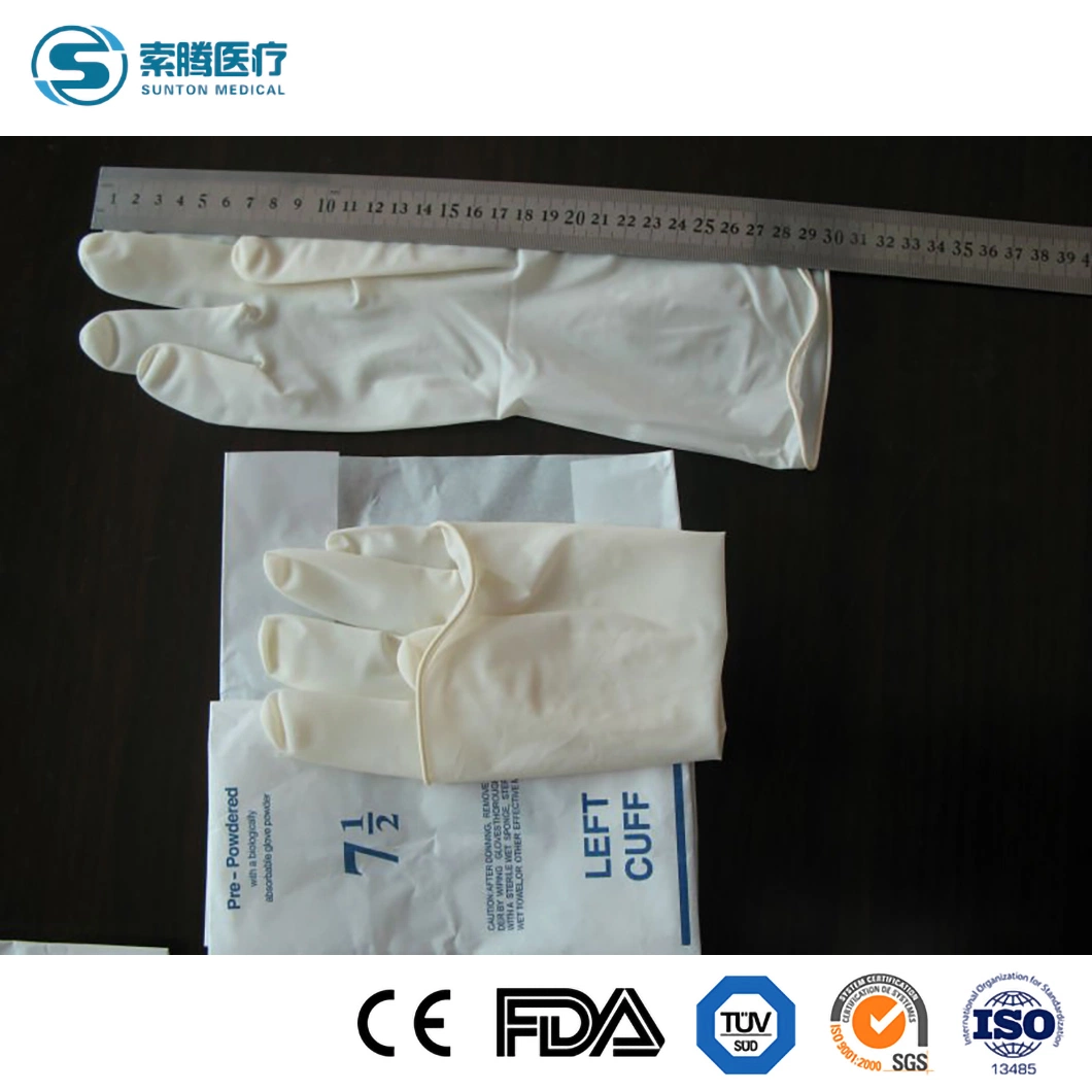 Sunton Hochwertige Latex Op-Handschuhe Puderfrei Op-Handschuhe China White Color Medical Grade Mitten Herstellungs Probe Latex Zur Verfügung Handschuhe