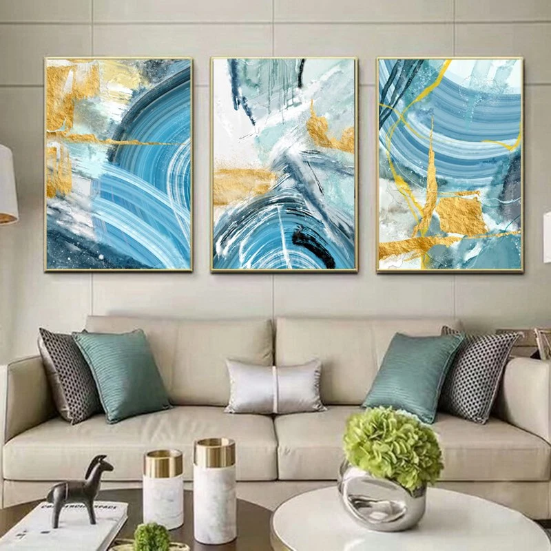 Wholesale Home Wall Art Decor Custom Abstract Multi-Panel Canvas Print with PS Frame