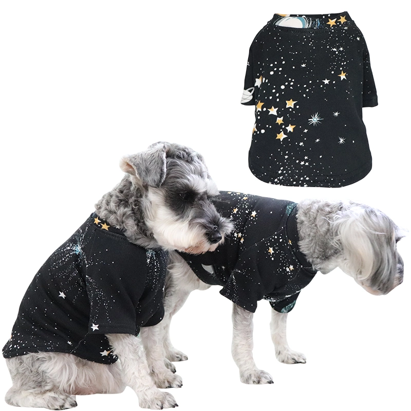Wholesale Dog Suit Pet Clothing with Starry Sky Pattern Suitable for Summer Thin Shirt Clothing Pet Dog Clothing