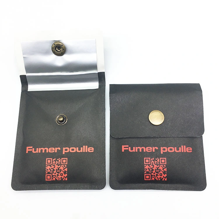 Custom Low MOQ Pouch with Printed Logo Plastic Button 8*8cm Portable Ashtray Bag Ash Tray Bag Ashes Bag