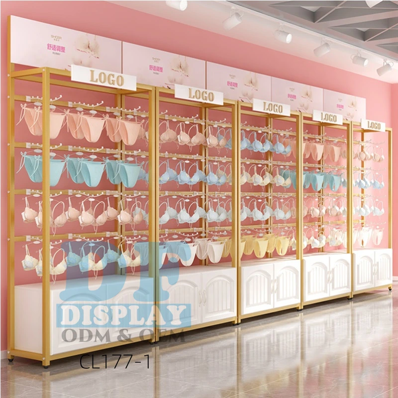 Customized Layout Design Gold Underwear Display Rack Store Design for Underwear and Bra Display Rack for Shop