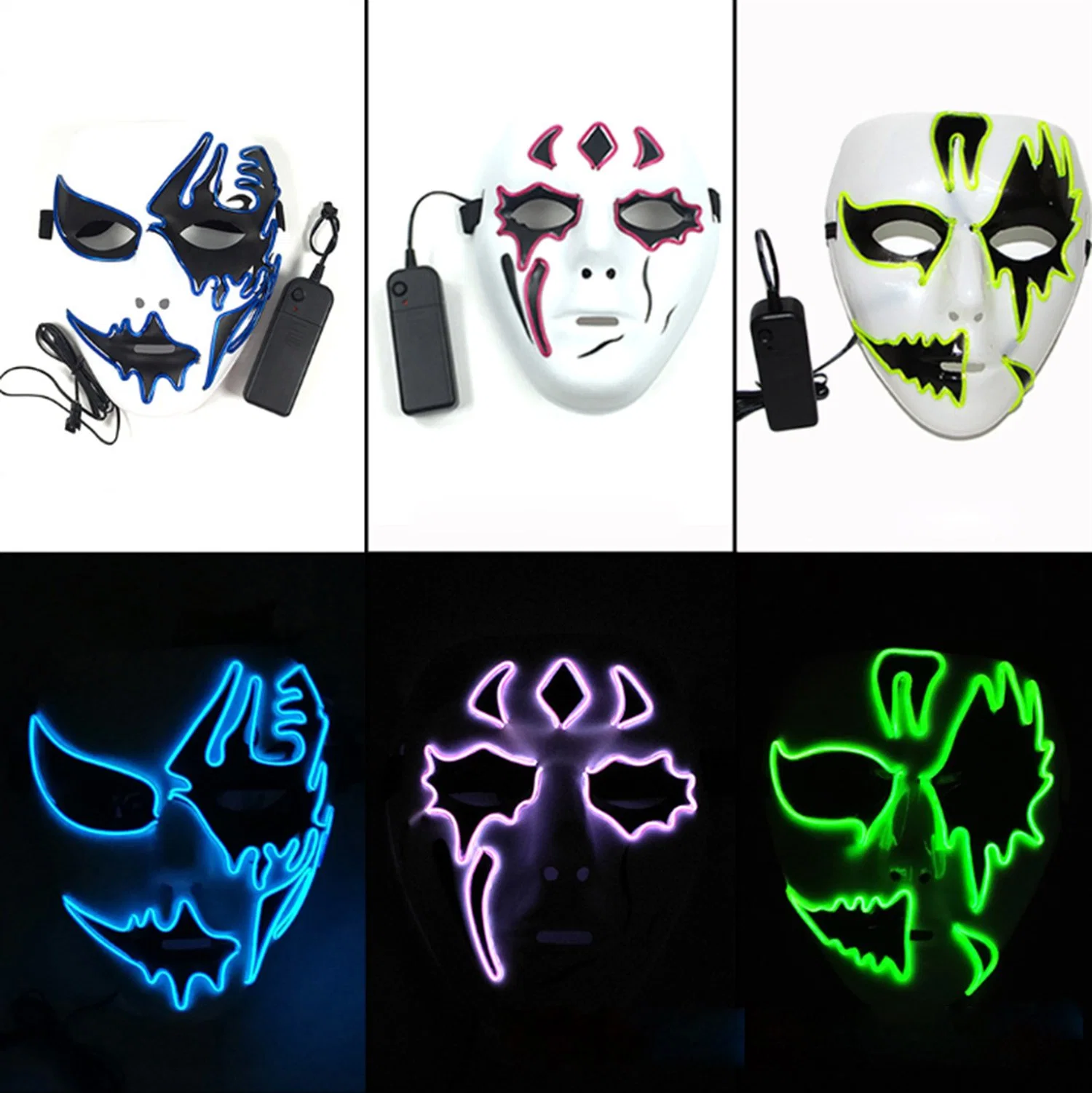 Parti dirigé Ghost Face masque EL Light up