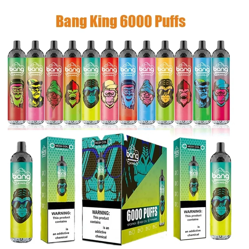 Authentic Bang Disposable/Chargeable King 6000 Puff Vape Mesh Coil 850mAh Rechargeable Battery 12 Flavors 5% Strength