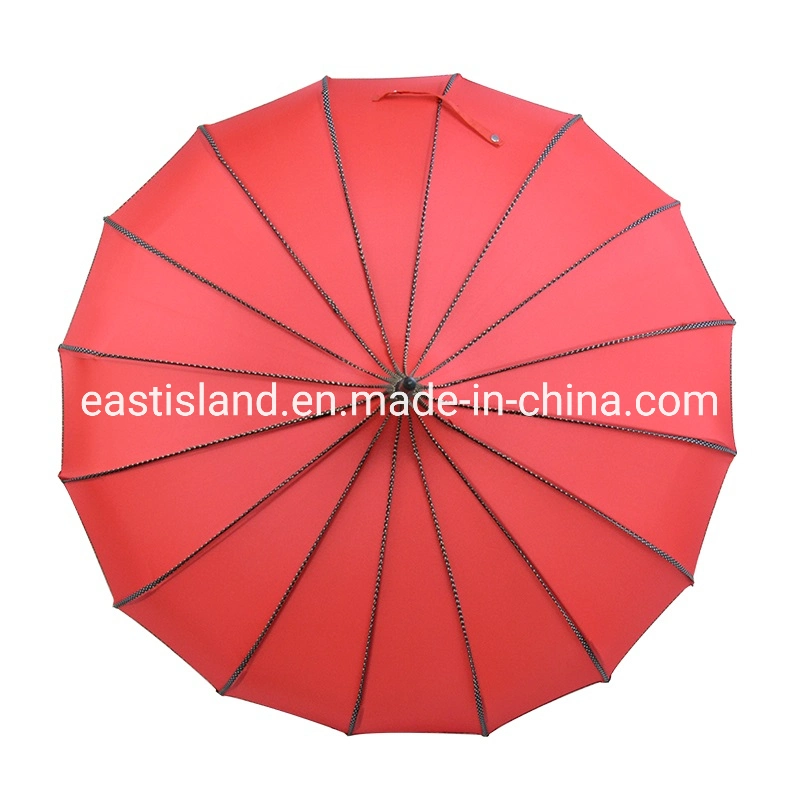 Wholesale/Supplier Princess Red Long Handle Manual Open Wedding Pagoda Parasol Umbrella for Lady