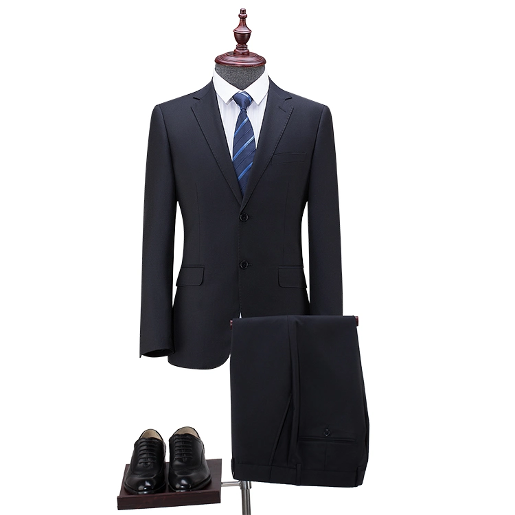 Traje de la serie de lana para hombre Azul marino/Negro Moda Business acabado traje