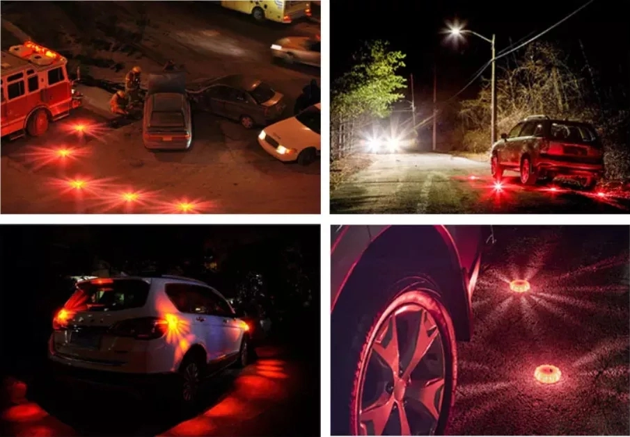 LUCES LED de carretera para emergencia para el kit de avería de coche recargable Batería Soporte magnético vehículo Soporte techo Advertencia Luz de emergencia para coche Para España V16