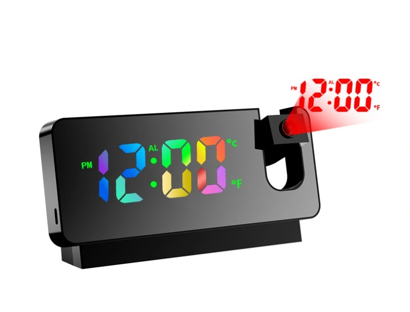 12/24 Hour Display USB Powered Mirror Display Projection Alarm Clock Projector