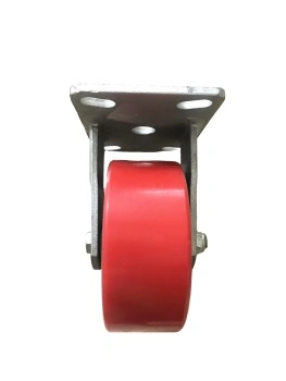 Good Quality Industrial Wear-Resisting Silent 8" PU on Cast Iron Rigid Caster Wheel for Workbench / Trolley Cart