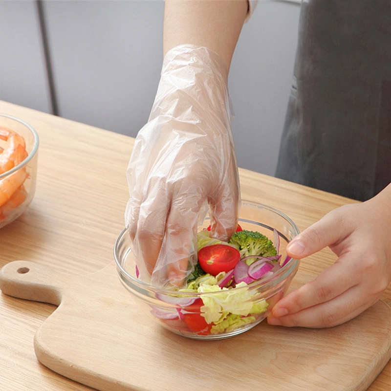 Compostable grado alimenticio de plástico biodegradable de limpieza del hogar desechables de vinilo guantes para la dieta