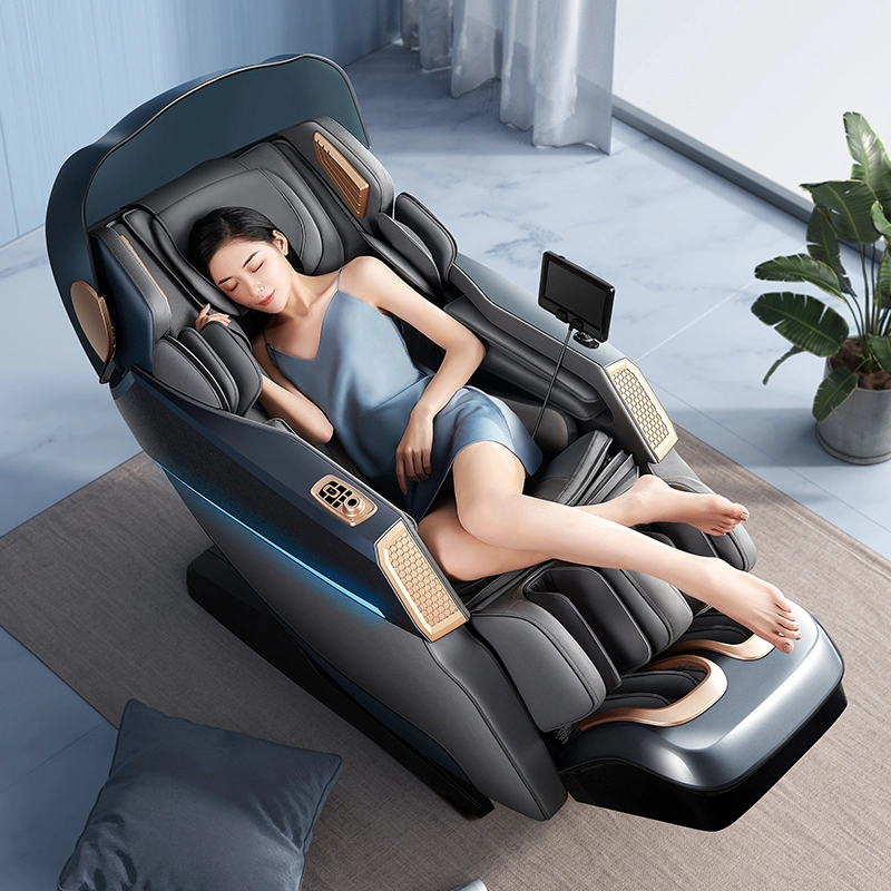 Chaise de massage à bascule extensible thaïlandaise 4D avec contrôle vocal AI et fonction de massage multifonction à pression d'air commerciale.