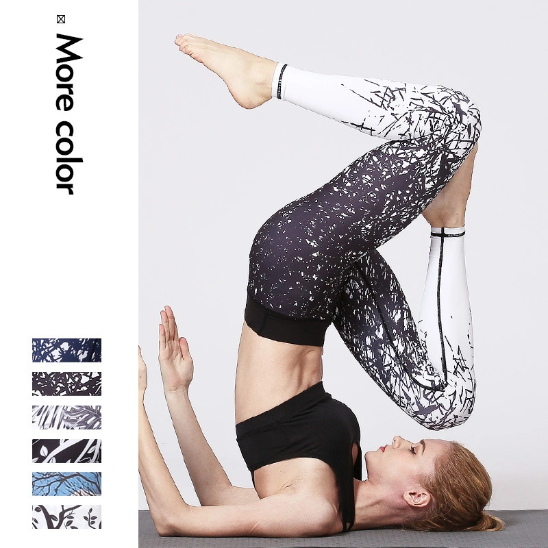 Calças de fitness estampadas Yoga para mulher Quick Dry Sports Fitness Vestuário de ioga